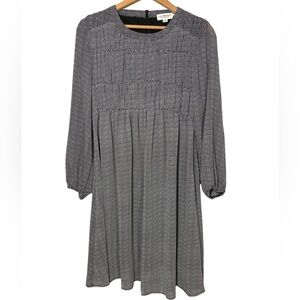 LILI SODONIO | Women’s Black and White Smocked Babydoll Midi Dress size S NEW